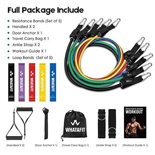 Whatafit-Resistance-Bands-Set-16pcs-Exercise-Bands-with-Door-Anchor-HandlesWaterproof-Carry-Bag-Legs-Ankle-Straps-for-Resistance-Training-Physical-Therapy-Home-Workouts-Set3
