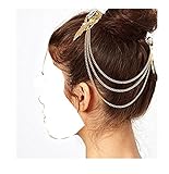 WIIPU Chic Gold Crystal Wing Hair Cuff Chain Clip Jewelry Headpiece Headband(WIIPU-C750)