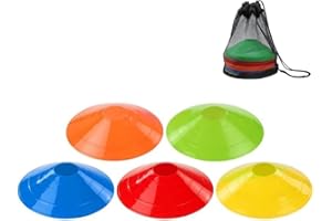 Wujzkisster 5 Colors Pro Disc Cones, PE Material Sports Training Cones with Carry Bag and Holder, Football Agility Cones for 