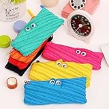 Schoolsupplies 2pcs Cute Cartoon Canvas Big Eyes Monster Pencil Case Pouch Zipper Bag