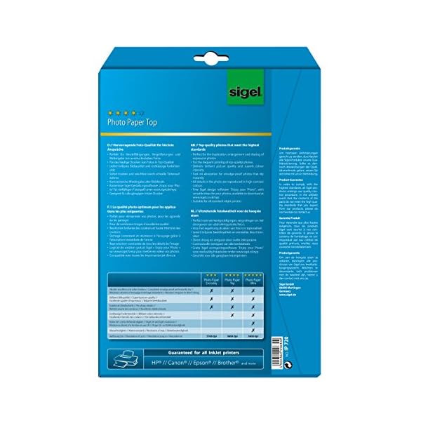 SIGEL IP720 InkJet Fotopapier Top, A4, 20 Blatt, 2seitig hochglänzend, hochweiß, beidseitig bedruckbar, 190 g, für hochwertige Fotografien – Bild 3