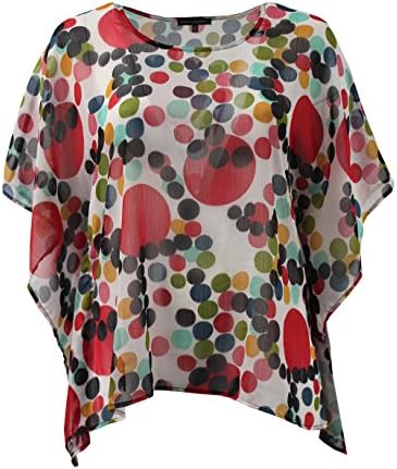 Women's Plus Size - Polka Dot Chiffon Blouse, Fashion T-Shirt, By Simply Elegant Clothing (1X)