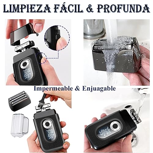 WTDD 2 en 1 Afeitadora Eléctrica para Hombre Con Recortadora De Precisión | Resistente al Agua, Recargable por USB, Maquinilla De Afeitar Led Para Bigote, Maquinillas de Afeitar para de Los Hombres