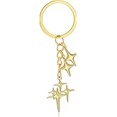 Nogeqi Star Keychain, gold Bag Charms, Aesthetic Y2k Key Chain, Stainless Steel Key Ring Purse Handbag Accessories for Handbags Backpack Car Holder