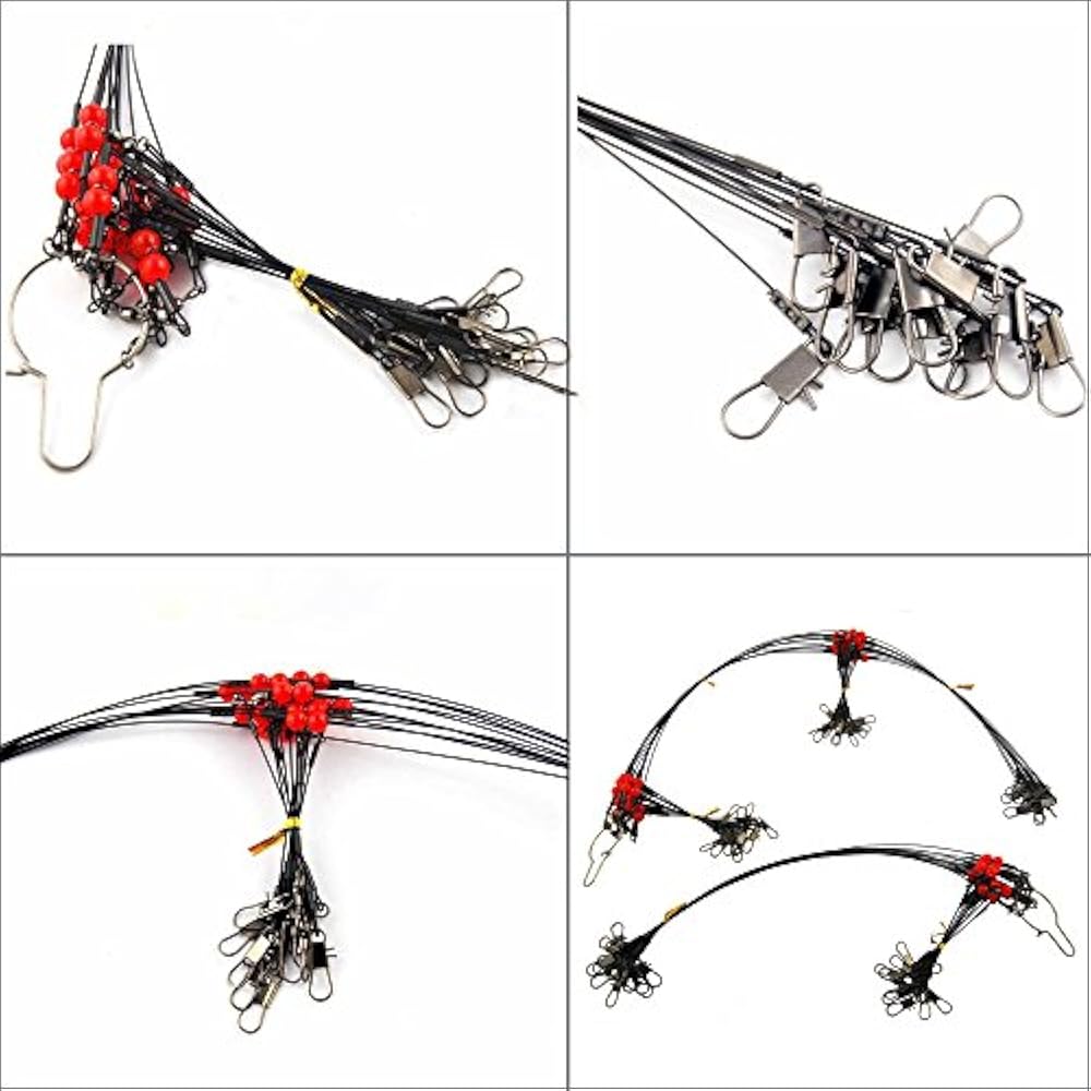 12pcs HighStrength Stainless Steel Fishing Rigs Black Wire Leaders