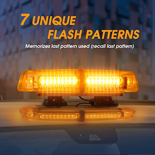 LED Strobe Light, 12V-24V Amber 54 LED Warning Safety Flashing Beacon Lights with 4 Magnet and 16 ft Straight Cord for Vehicle Forklift Truck Tractor Golf Carts UTV Car Bus