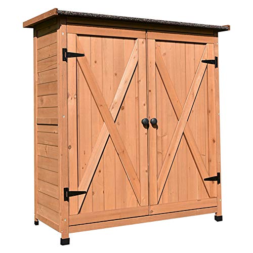 ZHOUAICHENG Outdoor Holz Gartenschrank Lagerung Schuppen Schrank Werkzeugschrank für wasserdichte Sonnencreme Innenhof…
