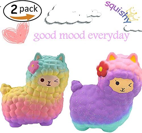 Casual Jumbo Sheep Squishy, 6.7" Cute Star Color Alpaca Rainbow Alpaca Sheep Slow Rising Scented Squeeze Stress Relief Toy For Kids and Adults (2xRainbow,Star Color)