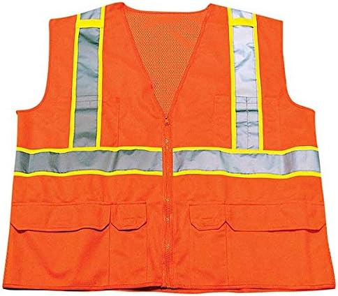 Ironwear 1277FR-OZ-06-3XL ANSI Class 2 Flame Retardant Polyester Mesh Safety Vest with 2" Silver Reflective Tape over Lime, 3X-Large, Orange
