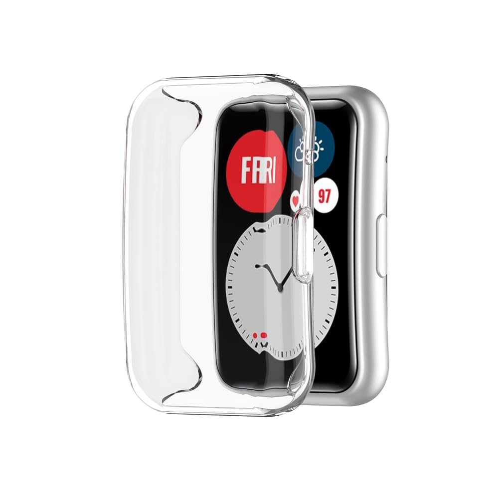 Tyogeephy Cases Compatible with Huawei WATCH FIT Special Edition/Watch Fit New Case, Screen Protector Film TPU Plated Protective Case Cover Armor Shell for Huawei watch fit new Smartwatch
