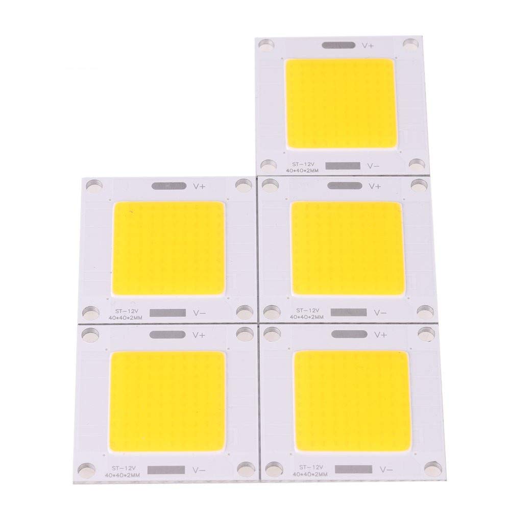 LED Chip, 5Pcs 50W High Power Energy Saving COB LED Integrated Chip Light Bulb Lamp Source Fits for DIY Light Bulb Floodlight DC 12~14V(Warm Light)