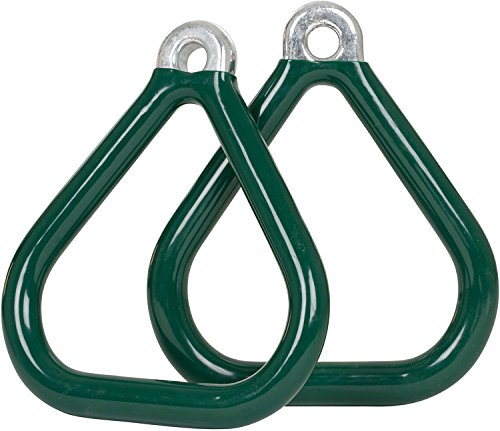 Swing Set Stuff Commercial Coated Triangle Trapeze Rings with SSS Logo Sticker, Green