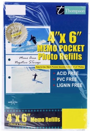 Pinnacle 4-inch-by-6-inch 2-UP Album Refill Pages with Memo Strips