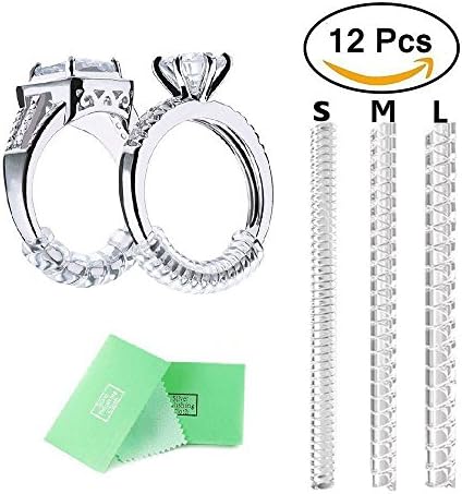 Wenson 12 Pack Ring Size Adjuster 3 Sizes Clear Ring Sizer for Any Rings, Perfect for Loose Rings Wedding Band for Women/Man (2mm/3mm/4mm)