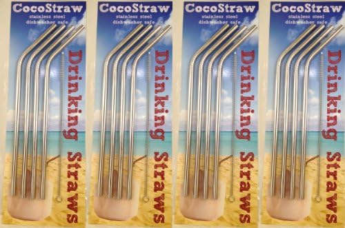 16qty Reusable Straws - Stainless Steel Drinking - Set of 16 + 4 Cleaners - Eco Friendly, SAFE, NON-TOXIC non-plastic