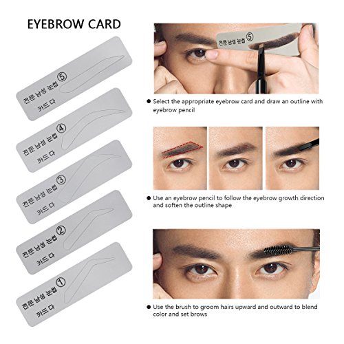 SENXILLER Eyebrow Kit Razor Pencil Brush Stencil Scissors Tweezers Grooming Kit with Mirror for Men and Women (Dark Brown Eyebrow Pencil) - Thumbnail 3