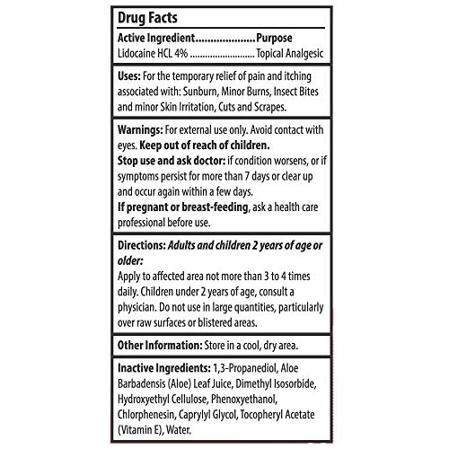 Alocane Emergency Burn Gel, 4 Lidocaine Maximum Strength Fast Pain And