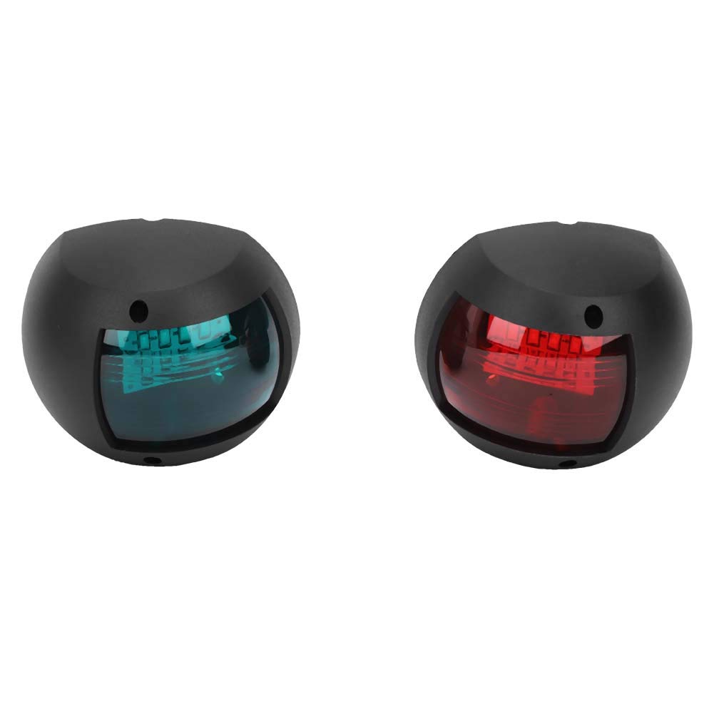 Marine Navigation Light, DC12V-24V 3W Waterproof Signal Lamp Spherical Red and Green LED Navigation Light[Black]