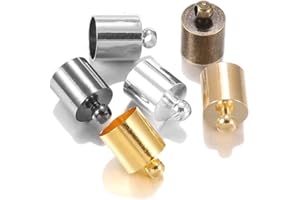 AGCFABS 50pcs/lot 3 4 5 6 7 8 9 10mm End Tip Cap Fit for Tassel Leather Cord End Crimp Caps Beads Caps Supplies for DIY Bracelet Jewelry Making 7 Colors (Multicolor, 4mm*9mm(0.16inch*0.35inch)-50pcs)