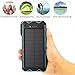 TRONOE Solar Charger,12000mAh Portable Charging Case External Backup Battery Pack Dual USB Solar Phone Charger with 2LED Light Carabiner for Your Smartphones and More (Orange)