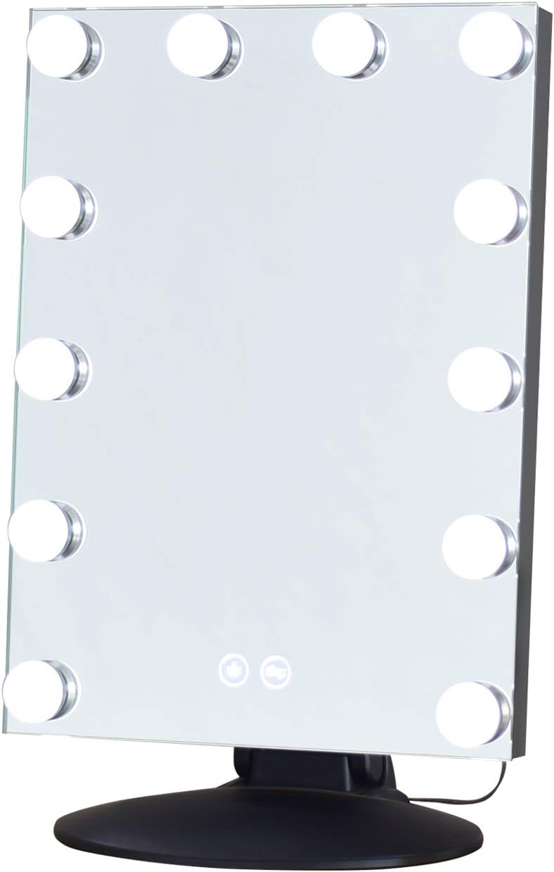 WAYKING Makeup Mirror with Lights, Hollywood Vanity Mirror with Lights, Lighted Makeup Mirror with LED Bulbs, Touch Control Design-18.1'' x 11.8''& White