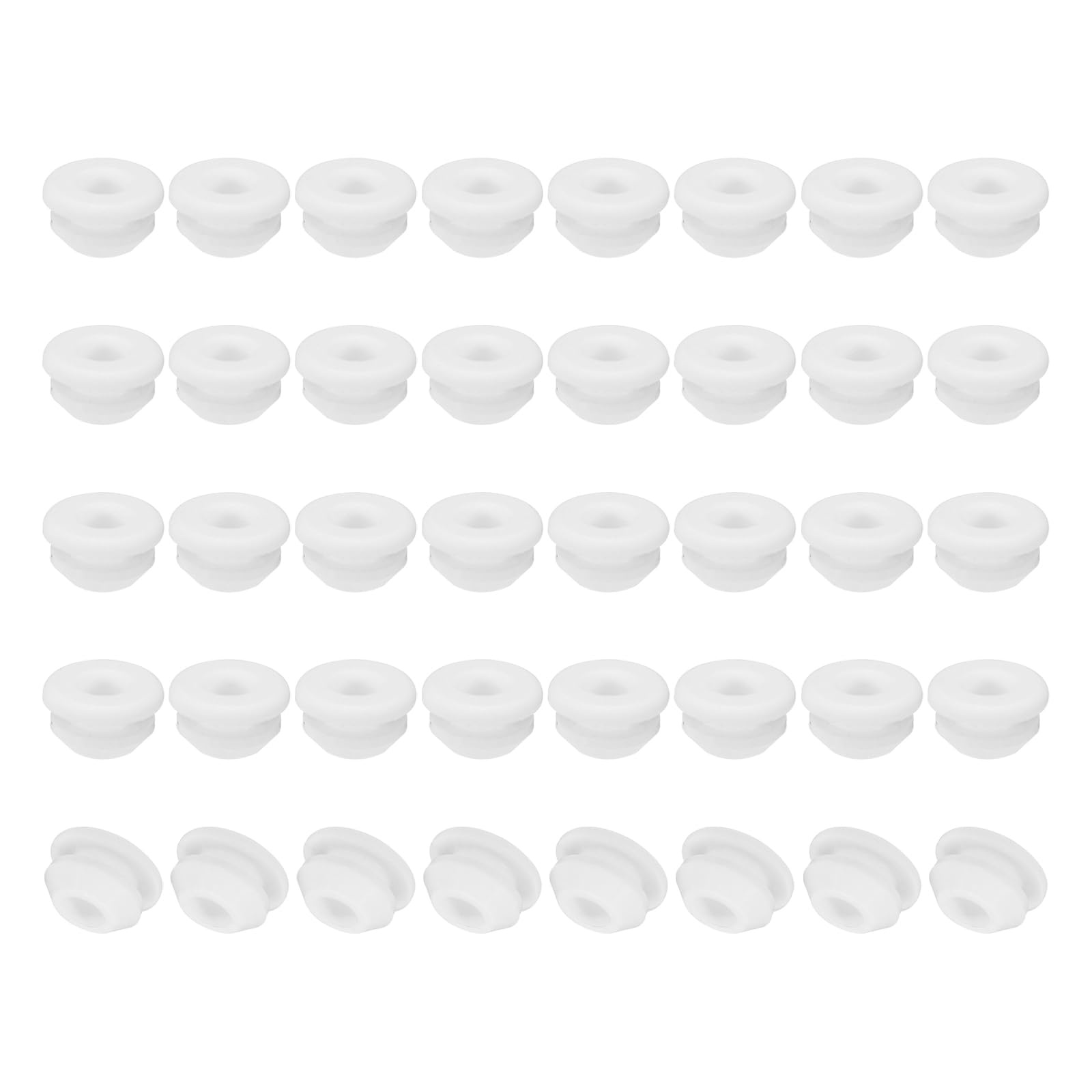 PATIKIL 6.5mm Diameter Silicone Hole Plug, 40 Pcs Round Snap in Type Locking Furniture Button Protective Cover Cap Head Fit for 6.5-7mm Hole for Seal Bulkhead Cylinder Hole, White