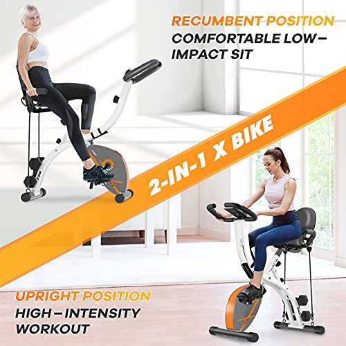 Afully Folding Exercise Bike Stationary Foldable Home Upright Recumbent