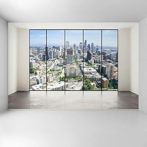 Wall Mural 3D Cityscape Removable Wallpaper Wall Sticker for Bedroom Living Room - 66x96 inches