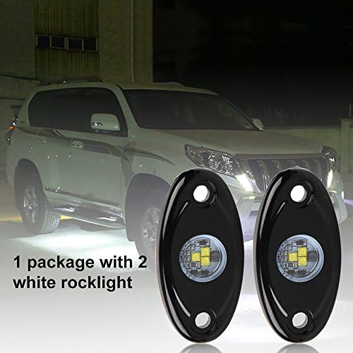 Auto Safety LED Rock Light JEEP Off-road Truck Boat Under body Glow Trail Rig Lamp Waterproof (White-2pods)