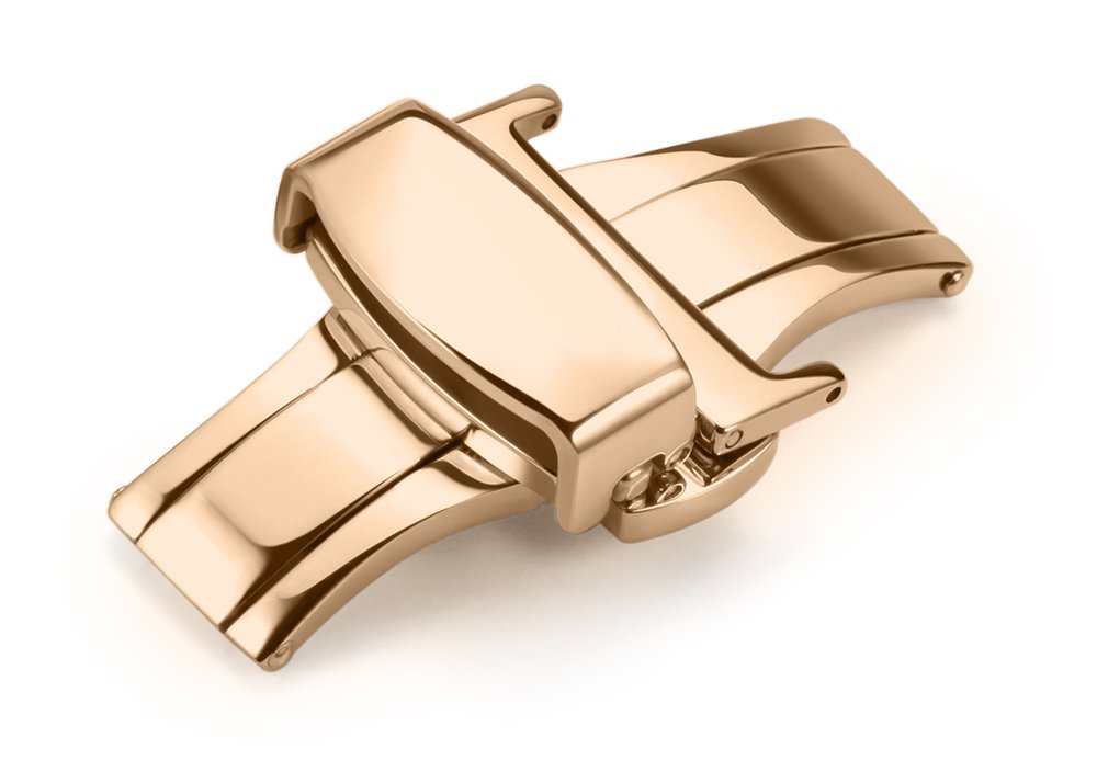 iStrap Buckle 10mm 12mm 14mm 16mm 18mm 20mm 22mm Clasp Stainless Steel Butterfly Deployant Buckle Double Push Spring Watchband Clasp Black Polished