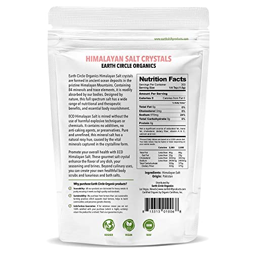 Earth Circle Organics Premium Himalayan Pink Fine Grain Salt, No Anti