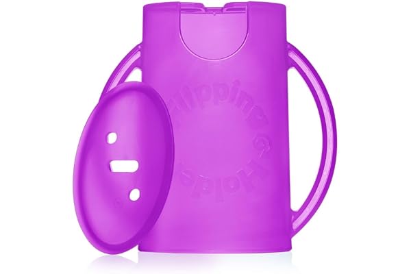 Flipping Holder Squeeze Proof Food Pouch Holder for Toddlers, Babies, Kids, Mess Free No Squeeze Juice Box Drink and Applesauce Snack Holder with Easy Grip Handles and Lid