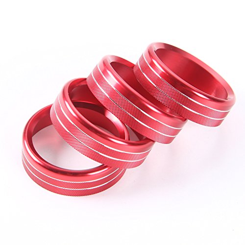 Car Interior Accessories Air Conditioner Audio Switch Decorative Ring Button Cover for Ford F150 2016 2017 XLT (4pcs-Red) - Thumbnail 2