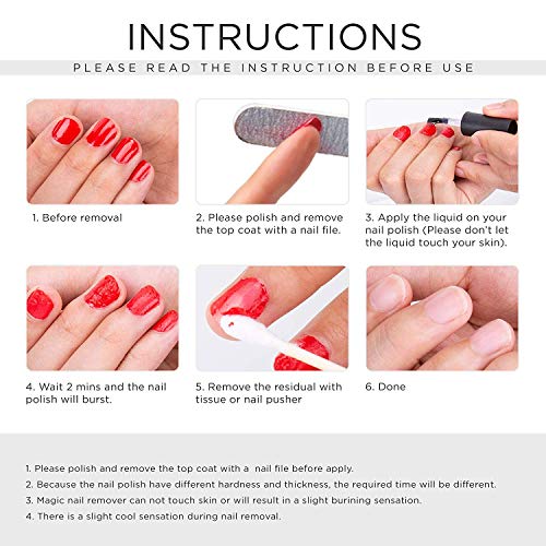 Magic Soak-Off Gel Nail Polish Remover, Professional Remover Nail Polish Delete Primer Acrylic Clean Degreaser For Nail Art Lacquer (10 ML)