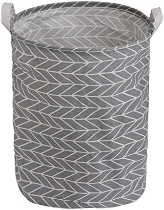 Toy Large Storage Bins, Folding Cylindric Waterproof of Coating Canvas Fabric Kids Laundry Basket/ Nursery Hamper - Toy Storage/Toy Box/ Toy Organizer