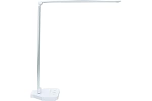 WHITE CROWN LED Desk Lamp Dimmable Table Lamp Reading Lamp with USB Charging Port, 5 Lighting Modes, Sensitive Control, 30/60 Minutes Auto-Off Timer, Eye-Caring Office Lamp (White)