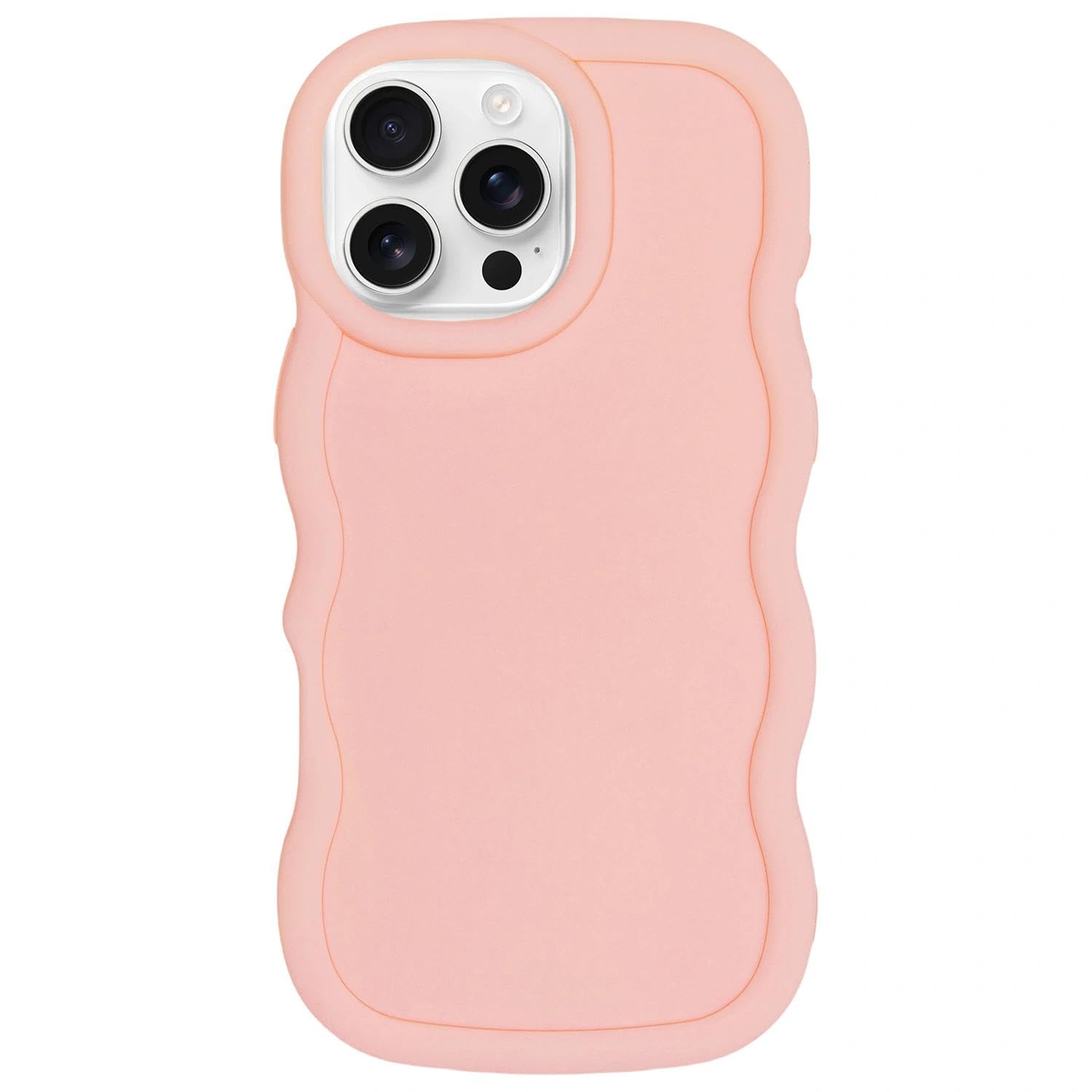 WOGROO Slim Fit Case for iPhone 13 Pro Max and iPhone 12 Pro Max 6.7-Inch, Wave Frame, Cute Soft TPU Thin Protective Phone Cover for Women, Light Pink