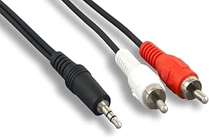 KENTEK 6 Feet Ft 3.5mm AUX Auxiliary Male to RCA RW Red White Male M/M Cable Cord Stereo Audio for PC Mac Audio Device MP3 Car Monitor