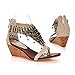 Carol Shoes Fashion Women's Tassels Zipper Chains Beaded T-straps Bohemian Style High Heel Wedges Sandals