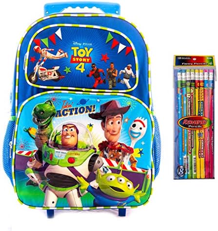 Disney Toy Story 4 Rolling Backpacks Travel Luggage for Day Pack Packaged with Pencils