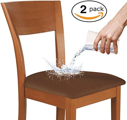 KLEEGER Waterproof Chair Covers: Protective &amp; Stretchable, Fits Round And Square Chairs. For Kids, Pets, Set Of 2 (Brown)