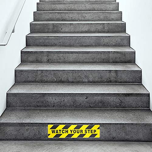 image for Grosun 5 Pieces Watch Your Step Warning Sticker Adhesive Tape Anti Sli