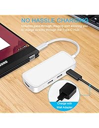 BailUSB C Hub Adaptador, Multi Puerto Cargador Dock USB Tipo C a HDMI USB C 2 USB A 3.0 Puerto [Pass Through Carga] para Macbook Pro, Chromebook, teléfono, disco duro Flash, otros USB C Laptop