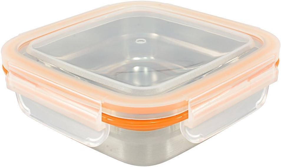 Mighty Hippo SQUARE Stainless Steel Food Container (Size: MEDIUM) - Perfect For Lunch (Leak Proof/Dishwasher Safe/Reusable/Food Safe/Metal/BPA Free)