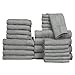 Baltic Linen Multi Count 100% Cotton Towel Set - 4 Bath Towels, 4 Hand Towels, 4 Fringed Fingertips, 12 Washcloths Graphite Grey 24-Piece Set