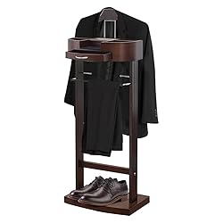 MLIKYRGK Wood Suit Valet Stand With Drawer Top Tray
