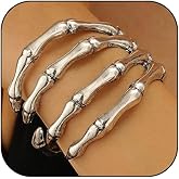 CXENSJH Punk Skeleton Hand Bracelet for Women Gold Silver Skull Arm Cuff Open Adjustable Skeleton Bracelet Gothic Halloween Jewelry
