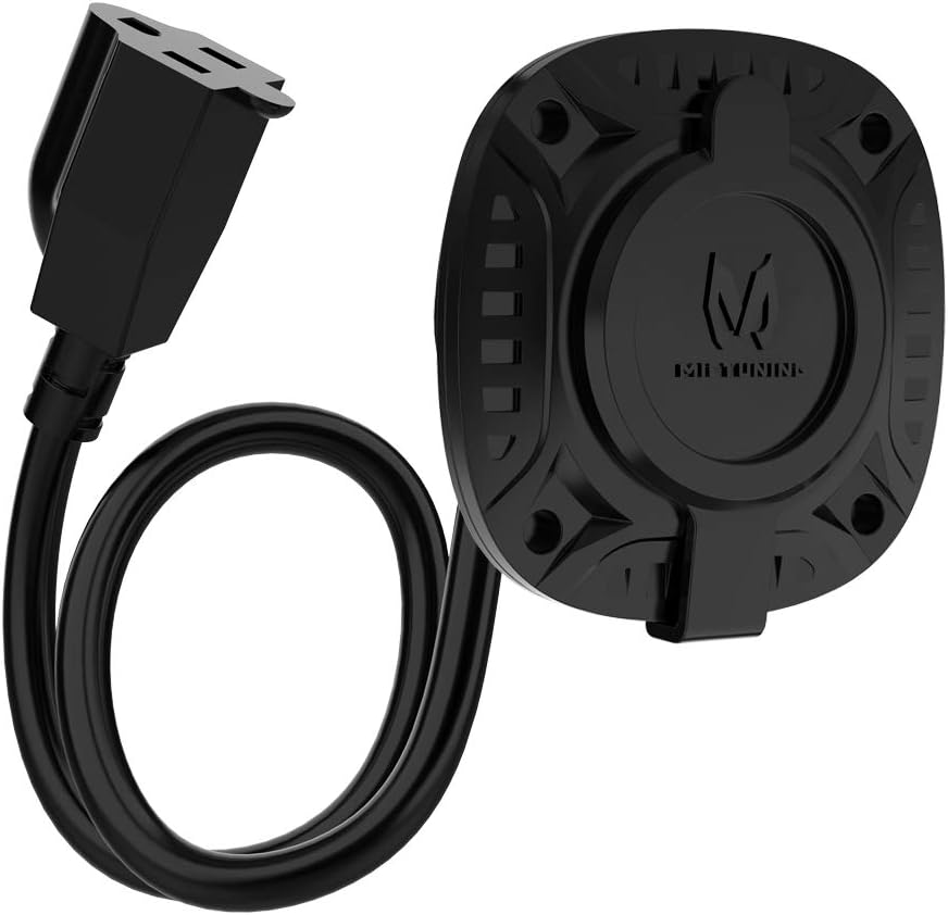 MICTUNING 13Amp 125V AC Port Plug with 16" Integrated Heavy Duty Extension Cord and Water-resistant Cap - Black: Automotive