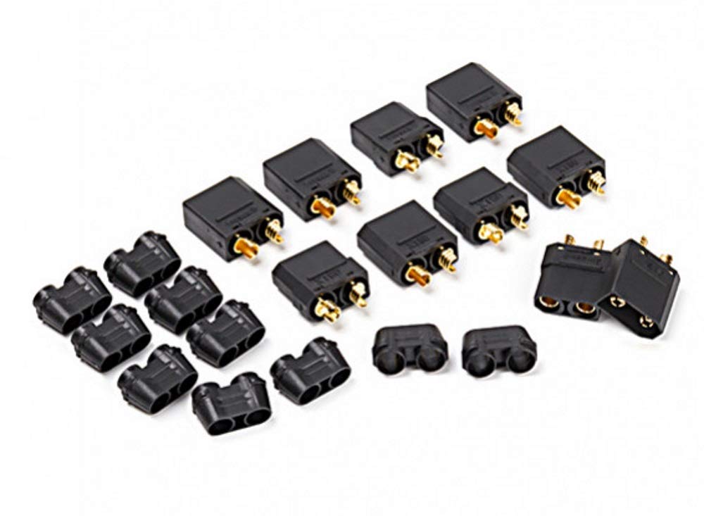 Black XT90 Male & Female Lipo Plug Connectors 5 Pairs with Cap Ends