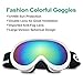 Odoland Ski Goggles for Youth Age 8-16 – UV400 Protection and Anti-Fog – Double Grey Spherical Lens for Sunny and Cloudy Days (White)